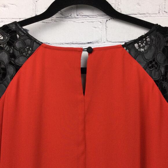 Bisou Bisou Peplum Elastic Waist Crochet Lace Pleated Round Neck Sheer Blouse 3X - Picture 10 of 16